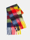 Unisex Dacron Colorful Lattice Pattern Jacquard Lengthened Thickened Fashion Warmth Scarves - Red
