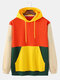 Mens Color Block Patchwork Pullover Hoodies With Kangaroo Pocket - test-yellow