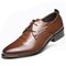 Men Pointed Toe Classic Rivet Decoration Lace Up Formal Casual Dress Shoes - Brown