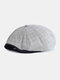 Men Cotton Dacron Lattice Pattern Thin Casual Octagonal Hat Berets - Dark Gray
