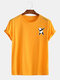 Mens Cotton Panda Printed Round Neck Casual Short Sleeve T-Shirts - Yellow