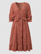 Calico geknotetes Kleid in Übergröße - rot