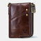 Men Vintage RFID Blocking Genuine Leather 12 Card Slots Zipper Wallet - #04