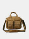 Menico Men Artificial Leather Vintage Large Capacity Crossbody Brief Bag Convertible Strap Handbag - Coffee