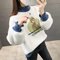 Thickening Water-like Cashmere Sweater Loose Long-sleeved Head Half-high Collar Knit Bottoming Shirt - White