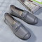 Women Solid Color Slip On Lazy Flat Shoes - Gray