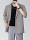 Mens Solid Lapel One Button 3/4 Sleeve Casual Blazer - Gray