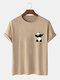 Mens 100% Cotton Panda Printed Casual Short Sleeve T-shirts - Khaki