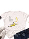 Banana Print Short Sleeve O-neck Loose Casual T-shirt For Women - White