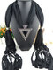 Vintage Triangular Pendant Tassel Solid Color Dacron Alloy Resin Scarf Necklace - Black