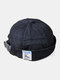 Unisex Cotton Letter Label All-match Adjustable Brimless Beanie Landlord Caps Skull Caps - Black