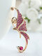 Elegant Alloy Full Diamond-shape Butterfly Earrings - Pink