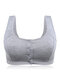 Plus Size Cotton Mastectomy Front Closure Wireless Bras - Grey