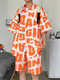 Mens Allover Letter Print 2 Pieces Outfits - Orange