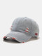 Unisex Denim Distressed Frayed Edge Stickerei Trendy Verstellbarer Outdoor-Sonnenschutz Peaked Caps Baseball Caps - Weinrot