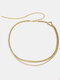 Vintage Trendy Heart-shape Multi-layer Rhinestone Alloy Waist Chain - Gold