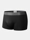 Mens Sexy Thin Patchwork Ice Silk Underwear Soft Breathable Stretch U Convex Boxer Briefs - Black