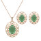 Elegant Jewelry Set Opal Hollow Oval Necklace Earrings Set - Green
