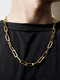 Trendy Hip Hop Oval-shaped Patchwork Chain Stainless Steel Necklace - Gold