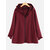 Solid Color Casual Zipper Hooded Plus Size Jackets - Wine Red