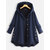 Casual Jacquard Pockets High Low Thin Loose Hooded Coat - Blue