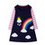 Girl's Rainbow Pattern Striped Long Sleeves Casual Dress For 1-9Y - Black