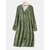 فستان بوهيمي بياقة على شكل V وأكمام أسقف مطبوعة بأزرار مطبوعة - أخضر