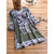 Side Button Print Patchwork Long Sleeve Blouse For Women - Blue