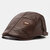 Men's Faux Leather Beret Hat Casual Newsboy Cap Warm Flat Caps - Coffee