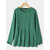 Side Button Pleated Solid Color Long Sleeve Blouse For Women - Green
