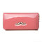 Women Moustache Leather Zipper Long Wallet  - Pink