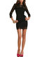 Hollow Out Sexy 3/4 Sleeve Lace Package Buttocks Slim Dress - Black