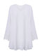 Casual Chiffon Crochet Solid Color V-Neck Long Sleeve Blouse  - White