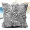 Satin 3D Rose Flower Square Pillow Cases Home Sofa Wedding Decor Cushion Cover  - Silver