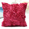 Satin 3D Rose Flower Square Pillow Cases Home Sofa Wedding Decor Cushion Cover  - Rose Red
