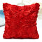 Satin 3D Rose Flower Square Pillow Cases Home Sofa Wedding Decor Cushion Cover  - Red
