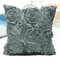 Satin 3D Rose Flower Square Pillow Cases Home Sofa Wedding Decor Cushion Cover  - Blue