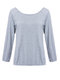 Backless Solid Color Cotton Blend Loose Long Sleeve Blouse - Grey