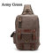 AUGUR Men Canvas Casual Chest Bag Large Capacity Outdoor Travel Crossbody Bags - Army Green