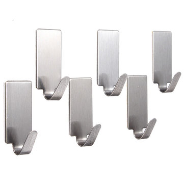 6Pcs Stainless Steel Adhesive Clothes Hanger Hook