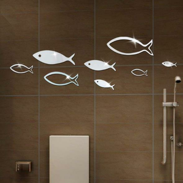 3D рыба многоцветный DIY форма зеркальные настенные наклейки домашняя стена спальня офисный декор