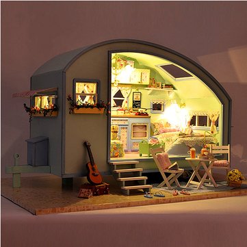 

Cuteroom DIY Wooden Dollhouse Miniature Kit Doll house LED+Music+Voice Control
