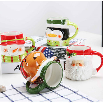 Tasses à thé en céramique créatives de cadeau de Noël