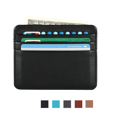 Leather Slim Credit Card Case Holder Money Clip Organizer