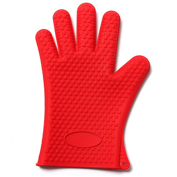 Thicken Silicone Heat Resistant Gloves Grilling Gloves Antiskid BBQ Cooking Protective Gloves 
