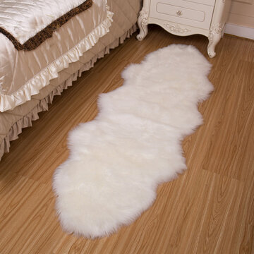 

Honana WX-574 Imitation Wool Carpets Home Carpets Fur For Kids Room Living Room Warm Fur Carpets, Gray coffee white black