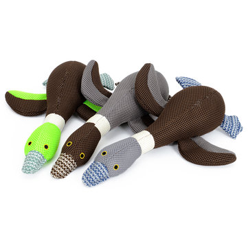 

Cartoon Canvas Dog Toy Cute Big Geese Shaped Sound Pet Toys Chew Squeaker Squeaky Pets Products For Small Dogs Dog Chew Toys, Brown green grey