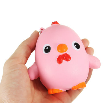 Squishy Pink Chicken Jumbo 10cm Slow Rising Collection Gift Decor Soft Toy Phone Bag Strap