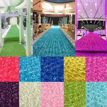 140*475CM 3D Rose Flower Satin Wedding Aisle Runner Carpet Curtain Backdrop Party Decoration