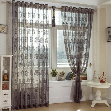 2 Panel Breathable Voile Sheer Curtains Bedroom Balcony Light Transmission Window Screening